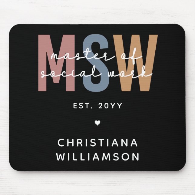 Custom MSW Master of Social Work Retro Graduation Mouse Pad (Front)