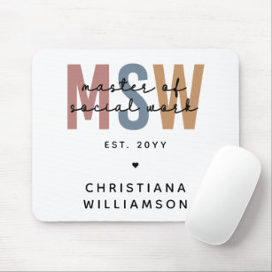 Custom MSW Master of Social Work Retro Graduation Mouse Pad