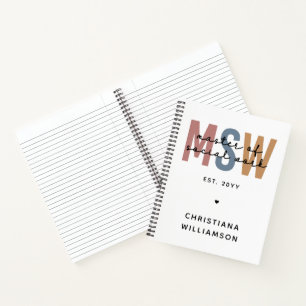 Custom MSW Master of Social Work Retro Graduation Notebook