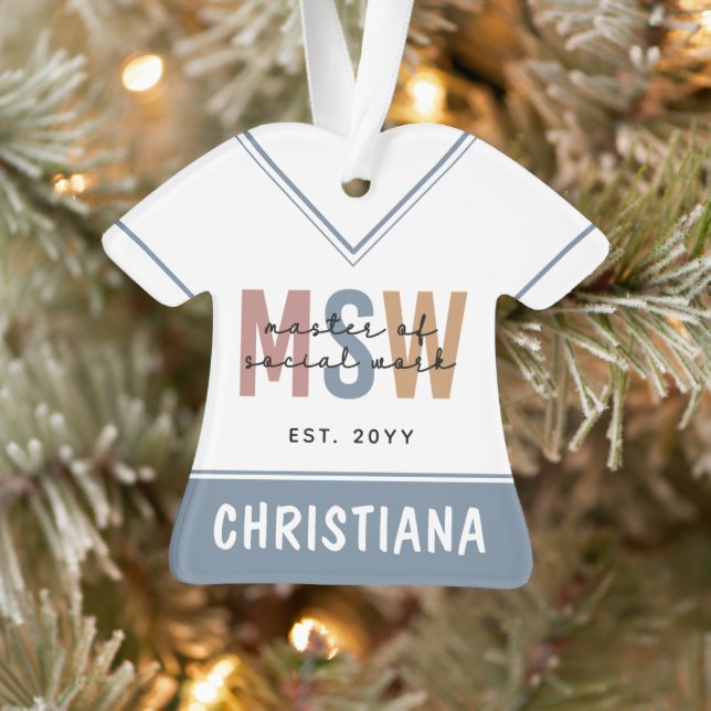 Custom MSW Master of Social Work Retro Graduation Ornament (Tree)