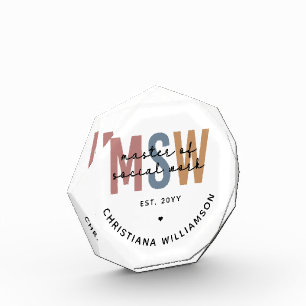 Custom MSW Master of Social Work Retro Graduation Photo Block