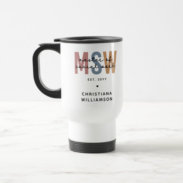 Custom MSW Master of Social Work Retro Graduation Travel Mug (Left)