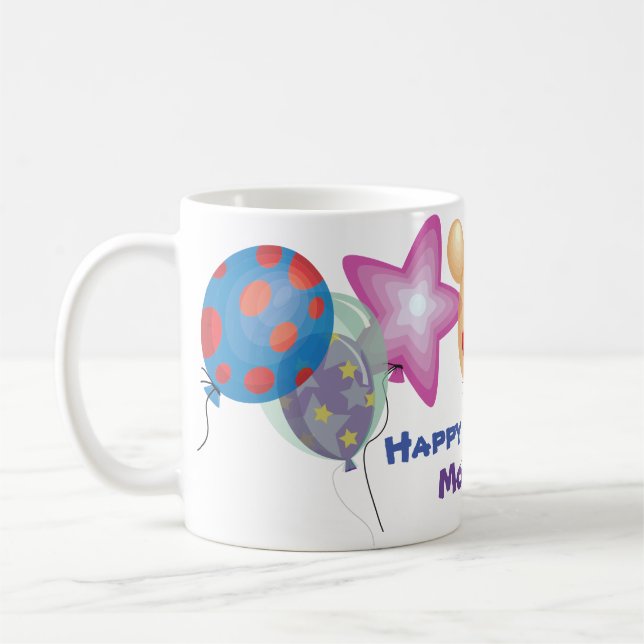 Custom Mug Happy Birthday Cute colourful Balloons (Left)