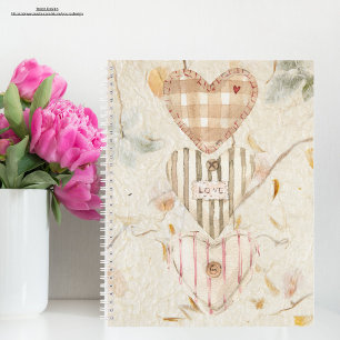 Custom Mulberry paper Hearts and kraft Notebook