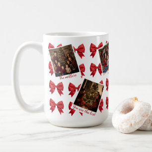 Custom Multi-Photo Christmas Mug with Red Bows