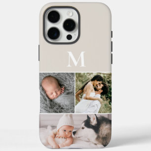 Custom Multi photo Neutral Beige Monogram iPhone 16 Pro Max Case