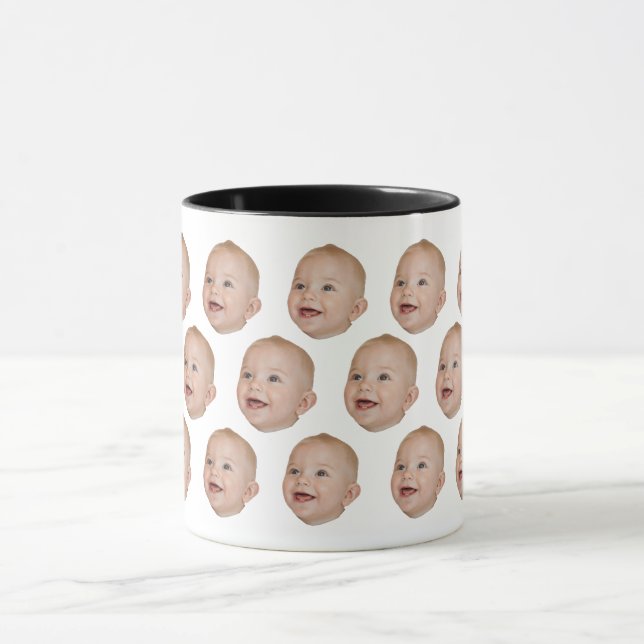 Custom Multiple Baby Face Photo Gift for Mum Dad Mug (Center)