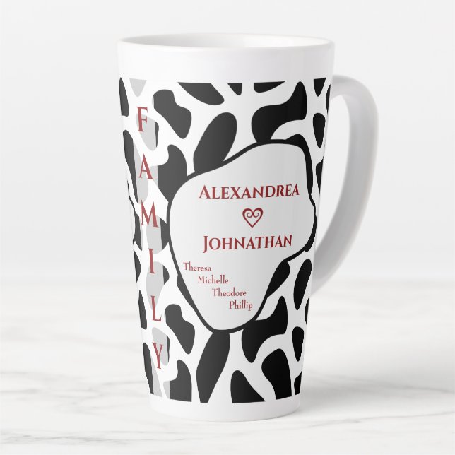 Custom Mum Dad Family Modern Personalise  Latte Mug (Right Angle)