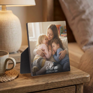 Custom Mum Established Elegant Script Photo Plaque