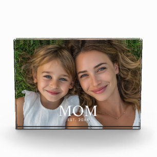 Custom Mum Established Modern Script Photo Block