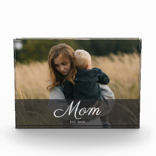 Custom Mum Established Modern Script Photo Block