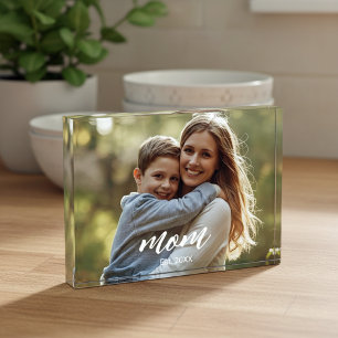 Custom Mum Established Modern Script Photo Block