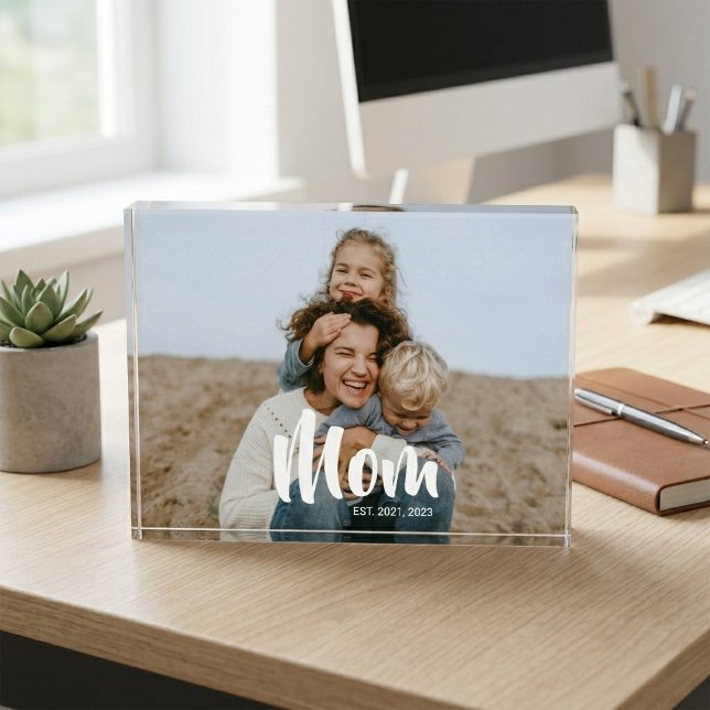 Custom Mum Established Modern Script Photo Block (Custom Mom Established Modern Script Photo Block)