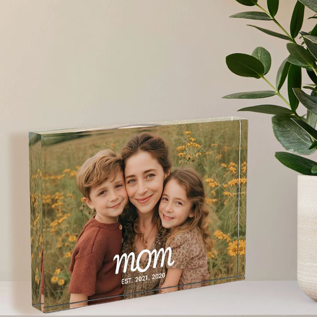 Custom Mum Established Modern Script Photo Block (Creator Uploaded)