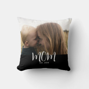 Custom Mum Established Modern Script Photo Cushion