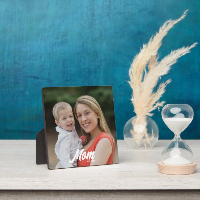 Custom Mum Established Modern Script Photo Plaque (Insitu)
