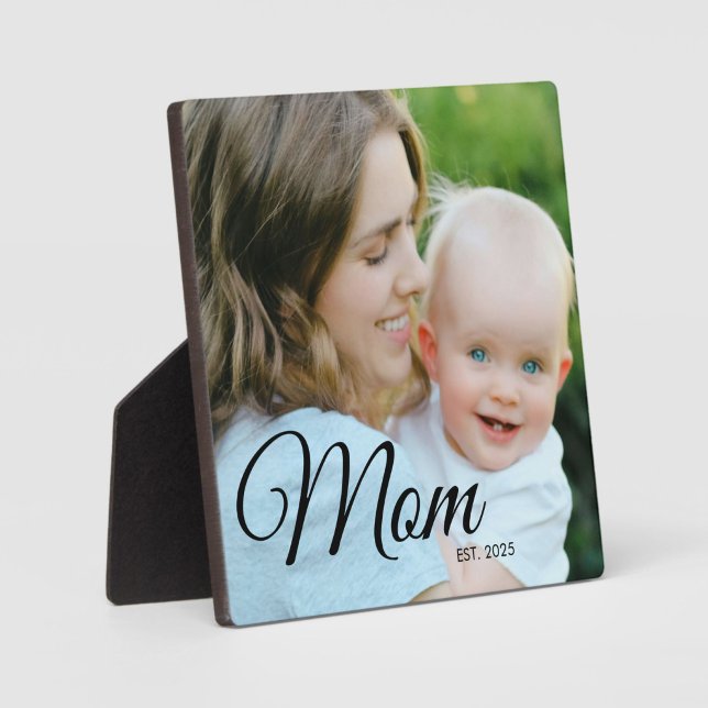 Custom Mum Established Modern Script Photo  Plaque (Creator Uploaded)