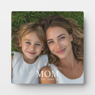 Custom Mum Established Modern Script Photo Plaque