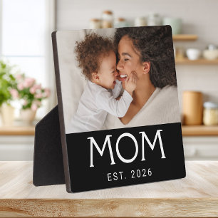 Custom Mum Established Modern Typography Photo Plaque