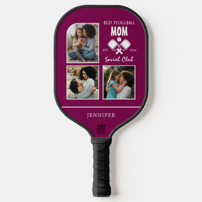 Custom Mum Gift Photo Collage Pickleball Paddle (Front)