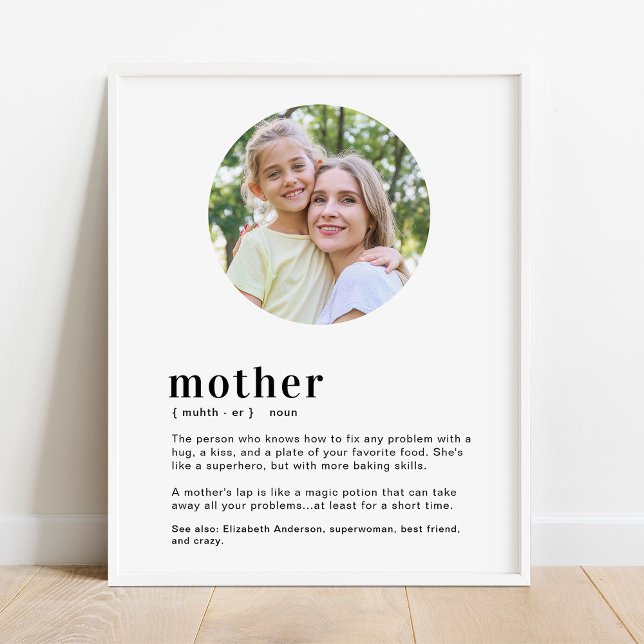 Custom Mum, Mother Definition Mother's Day Photo Poster (Creator Uploaded)