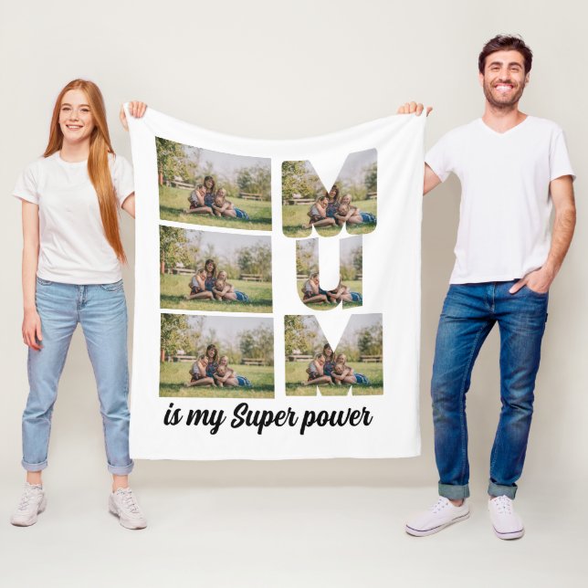 Custom Mum mother's day 6 Photo collage  Fleece Blanket (In Situ)
