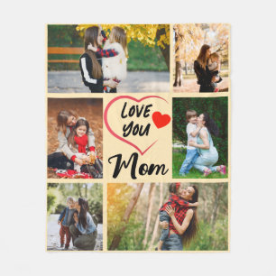 Custom Mum Photo Throw with Kids Names Gift Fleece Blanket