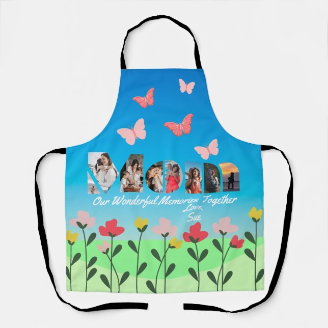 Custom Mum Photo With Flowers All-Over Print Apron (Front)