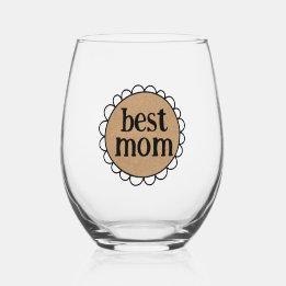 Custom Mum Scalloped Edge Stemless Wine Glass