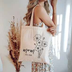 Custom mum tote bag, New mum floral tote bag gift