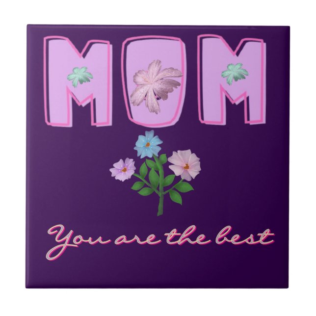 Custom Mum Typography Design,  Ceramic Tile (Front)