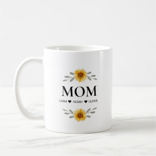 Custom Mum With Kids Names Mothers Day Gift Coffee Mug