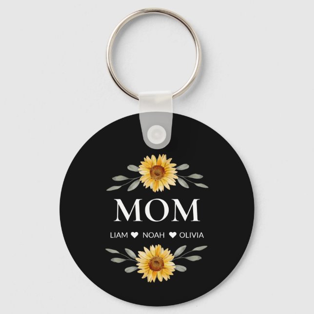 Custom Mum With Kids Names Mothers Day Gift Key Ring (Front)