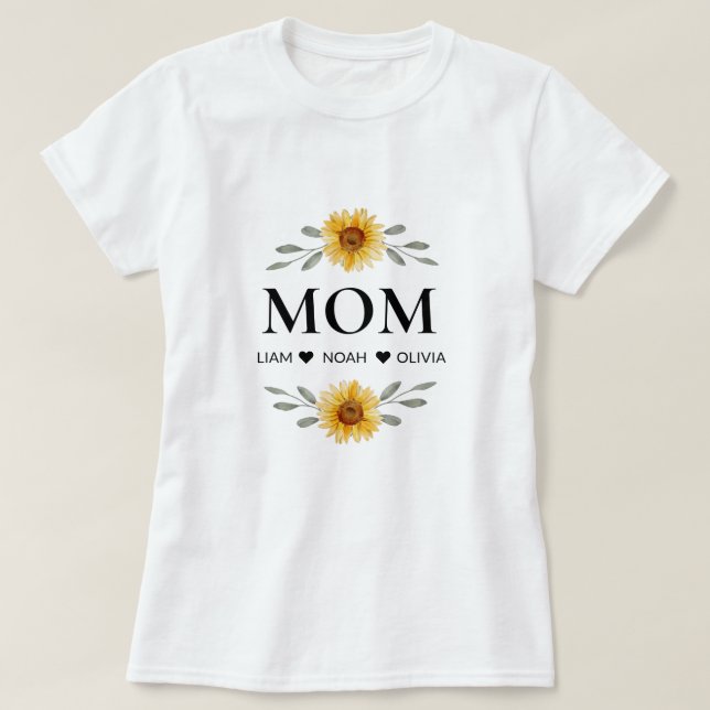 Custom Mum With Kids Names Mothers Day Gift T-Shirt (Design Front)