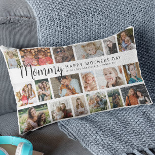 Custom Mummy 18 Photo Collage Lumbar Cushion