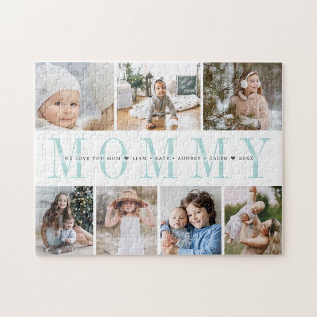 Custom Mummy 7 Photo Kids Collage Jigsaw Puzzle (Horizontal)
