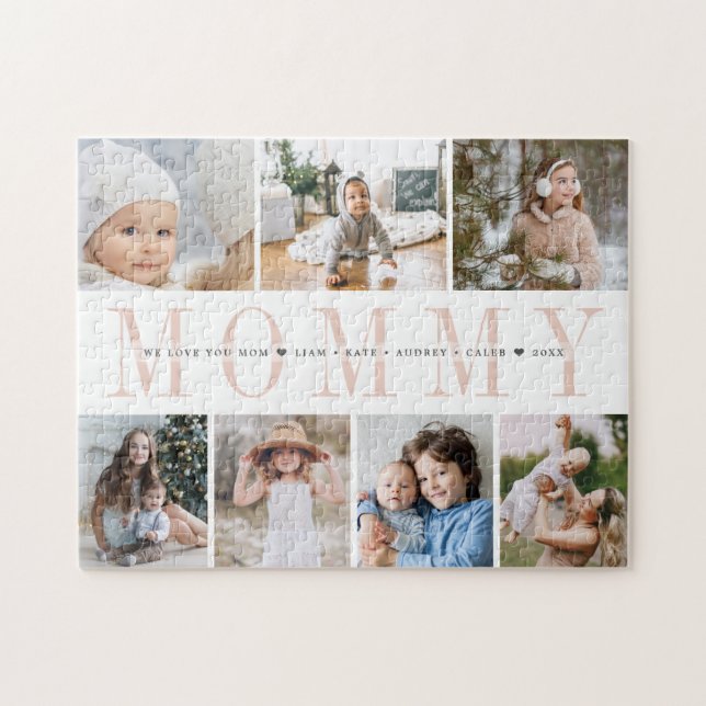 Custom Mummy 7 Photo Kids Collage Jigsaw Puzzle (Horizontal)