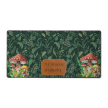 Custom Mushroom Forest Desk Mat | Botanical Leaf  