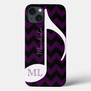custom music note & chevron stripes iPhone 13 case