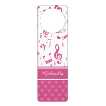 Custom Music Notes and Hearts Pattern Pink White