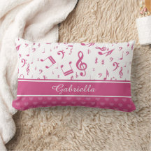 Custom Music Notes and Hearts Pattern Pink White