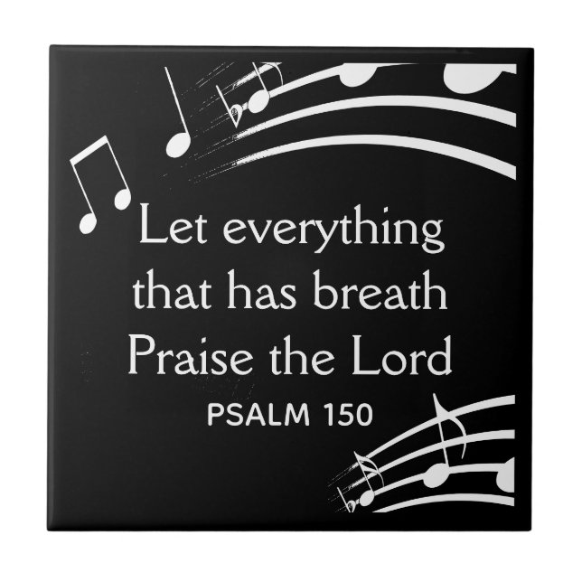 Custom MUSIC NOTES Christian Black Ceramic Tile (Front)