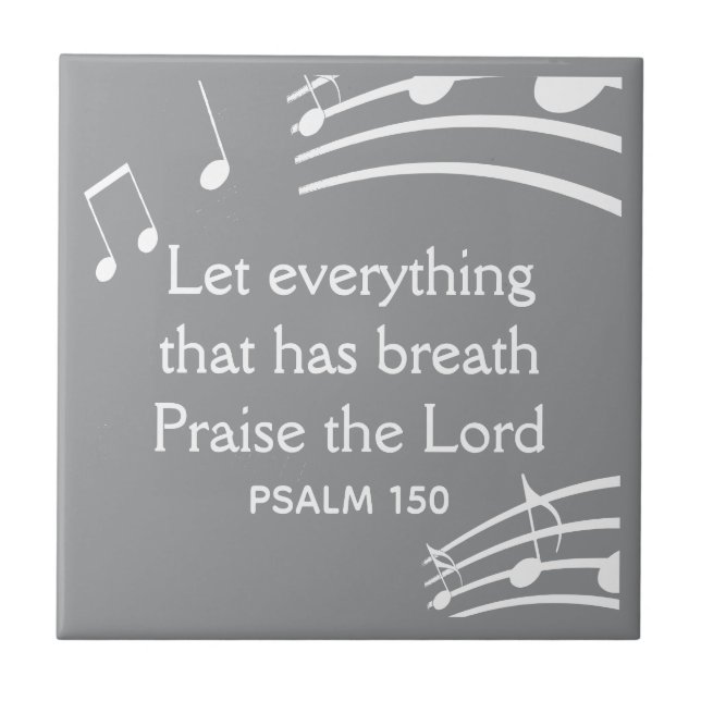 Custom MUSIC NOTES Modern Grey Christian Ceramic Tile (Front)