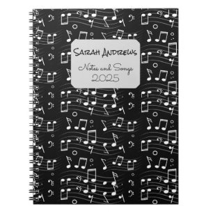Custom Music Notes Pattern Notebook