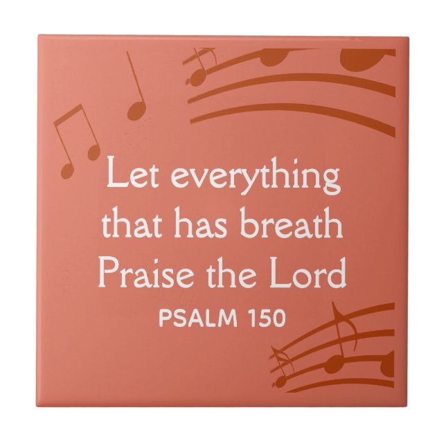 Custom MUSIC NOTES Terracotta Christian  Ceramic Tile (Front)