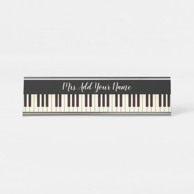 Custom Music Piano Teacher Piano Keys  Desk Name Plate (Front)