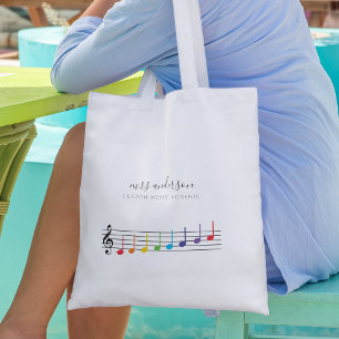 Custom Music School Teacher Name Elegant Tote Bag