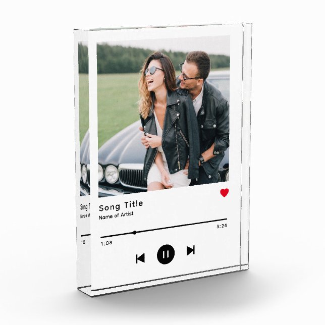 Custom Music & Song Photo Glass Block (Left)