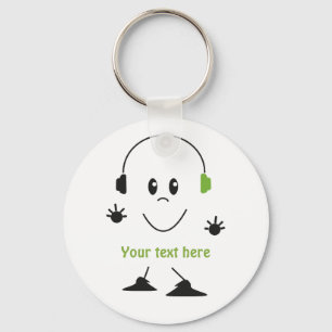 Custom Music Text Cute Headphones Character Key Ring