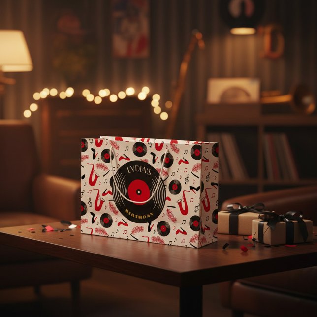 Custom Music Theme Birthday Large Paper Bag (Creator Uploaded)